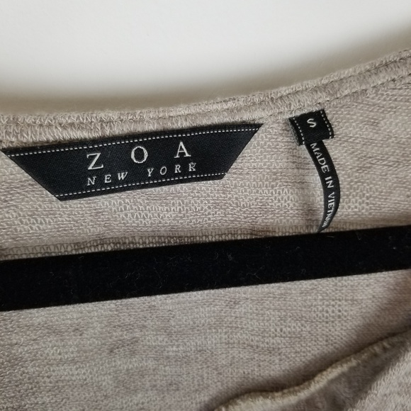 Zoa tan beige cape poncho sweater small v neck - Picture 4 of 8